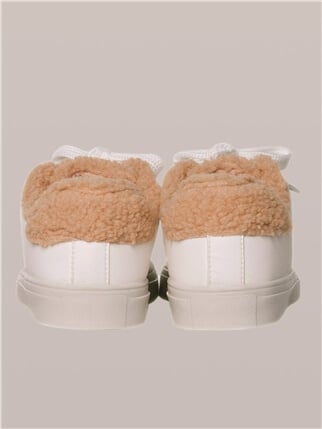 CoolTeddy Kürk Detay Sneaker Beyaz