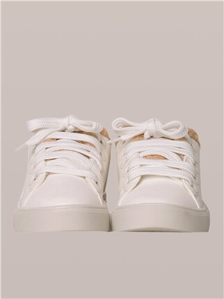 CoolTeddy Kürk Detay Sneaker Beyaz