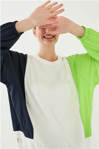 Garnili Mix Pamuklu Sweatshirt Yeşil