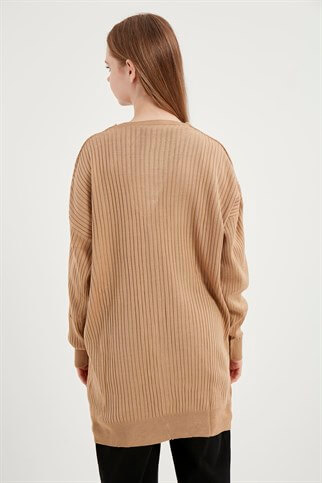 Front Buttoned Knitwear Cardigan Camel