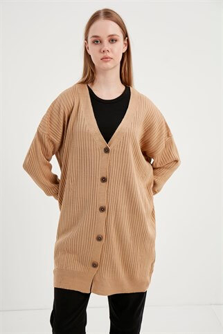 Front Buttoned Knitwear Cardigan Camel