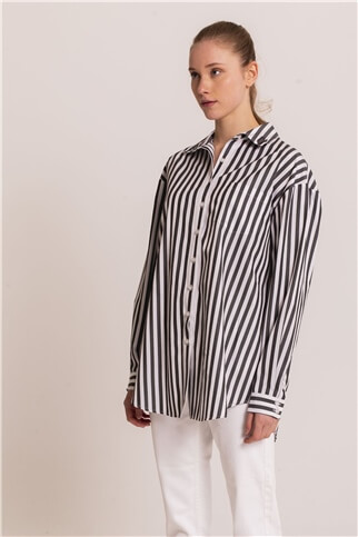 Striped Cotton Shirt Black